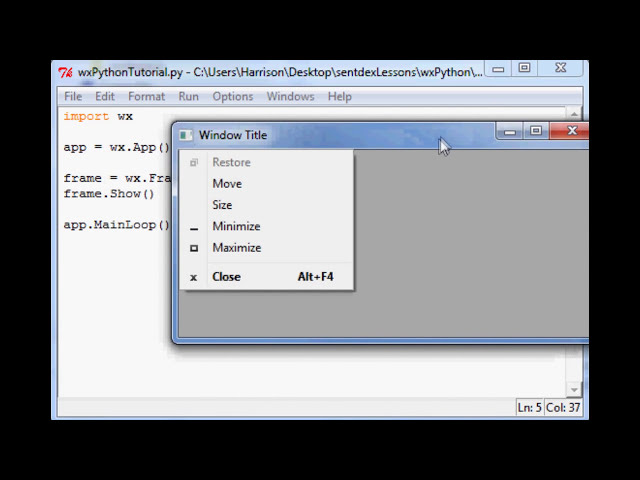 فیلم آموزشی: wxPython Tutorials 1: ساخت رابط کاربری گرافیکی ویندوز با پایتون: نصب + 1st window!
