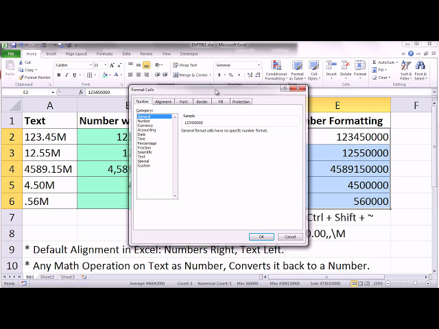 فیلم آموزشی: ترفند جادویی اکسل 981: 123.45 میلیون از متن به شماره، 123،450،000 از شماره تا 123.45 میلیون با زیرنویس فارسی