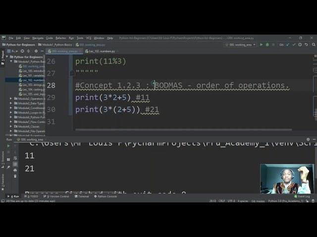 فیلم آموزشی: MLC#1.2.3: BODMAS - ترتیب عملیات ریاضی در پایتون || ماژول شماره 100: اصول پایتون با زیرنویس فارسی