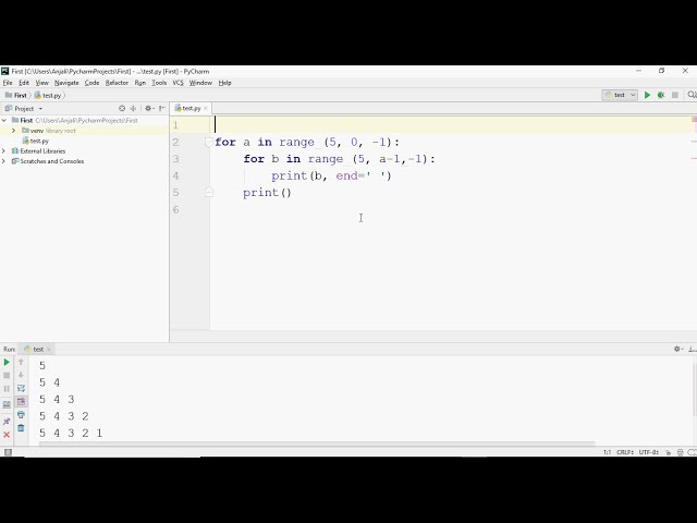 فیلم آموزشی: برنامه ای برای چاپ الگوی اعداد با استفاده از حلقه های تو در تو در پایتون | برنامه نویسی پایتون