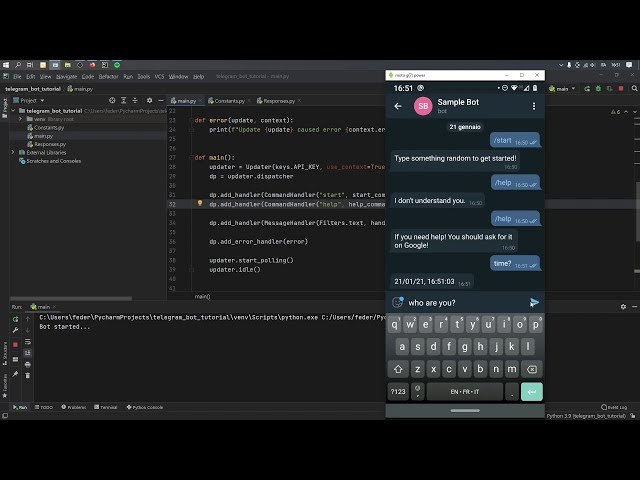 فیلم آموزشی: آموزش ساخت ربات تلگرام در پایتون 3.9 (سریع و آسان)