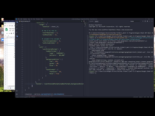 فیلم آموزشی: Google Sheets API در پایتون | مبانی قالب بندی داده ها با زیرنویس فارسی