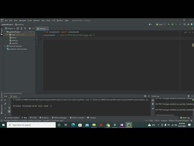 فیلم آموزشی: نحوه پخش فایل صوتی در پایتون | نحوه پخش فایل صوتی در pycharm