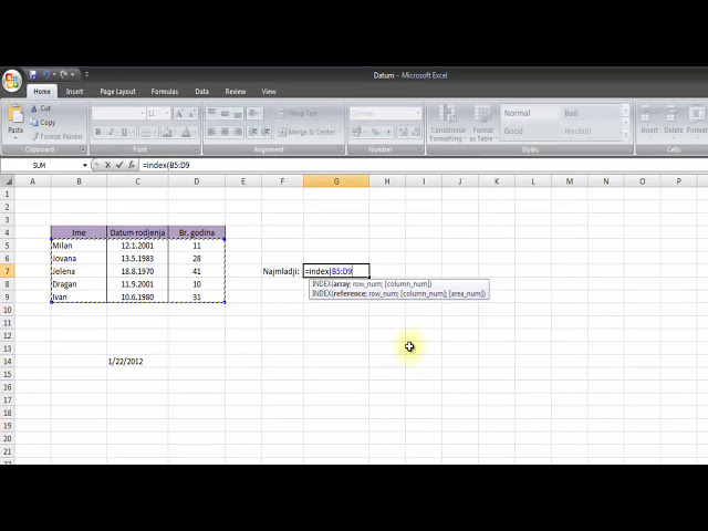 فیلم آموزشی: Excel uvod 14.1 - داده (شاخص، مطابقت)