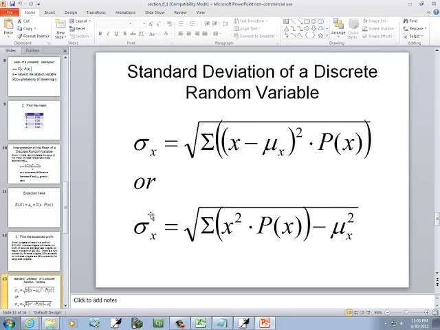 فیلم آموزشی: Excel 2010: میانگین، انحراف استاندارد، و واریانس یک متغیر تصادفی گسسته با زیرنویس فارسی