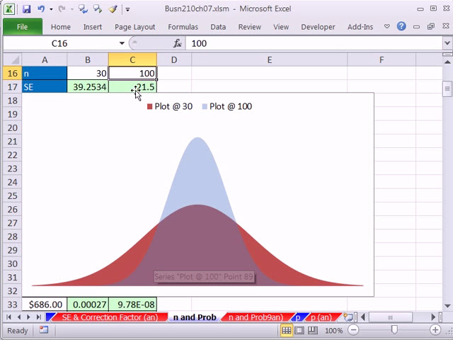فیلم آموزشی: Excel 2010 Statistics 71: Sampling Distrib. از نوار X به عنوان اندازه نمونه افزایش احتمال افزایش با زیرنویس فارسی