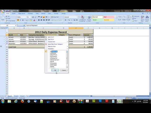 فیلم آموزشی: A Microsoft Excel 2007 Daily Expense Record.avi با زیرنویس فارسی