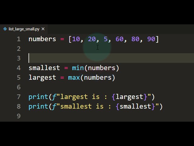 فیلم آموزشی: برنامه پایتون برای یافتن بزرگترین و کوچکترین عنصر / عدد موجود در یک لیست با زیرنویس فارسی