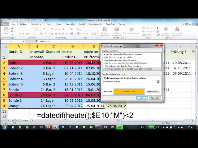 فیلم آموزشی: Excel - Bedingte Formatierung mit Funktion - Werkzeugliste