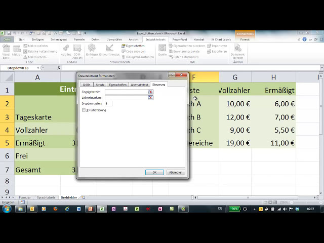 فیلم آموزشی: Excel - Formulare mit Drehfeldern (دکمه چرخش)