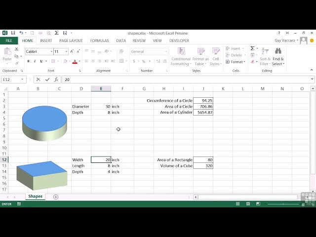 فیلم آموزشی: آموزش پیشرفته Microsoft Excel 2013 | محاسبات مساحت و حجم با زیرنویس فارسی