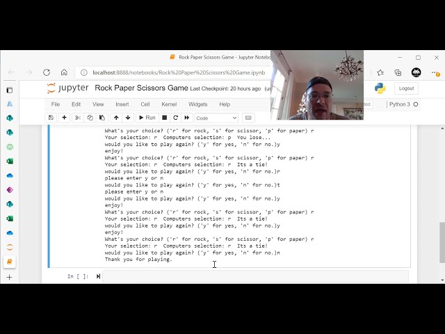 فیلم آموزشی: بازی پیشرفته قیچی کاغذ راک در پایتون با نوت بوک های Looping و Jupyter! با زیرنویس فارسی