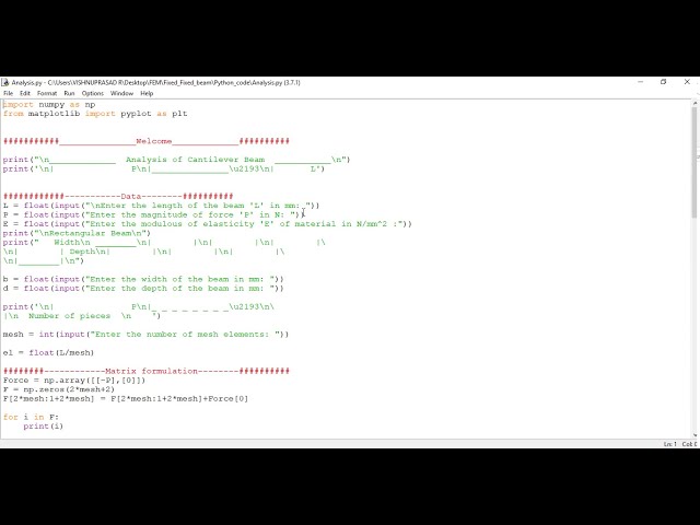 فیلم آموزشی: کد PYTHON برای تجزیه و تحلیل FEM پرتو Cantilever با عنصر پرتو 1 بعدی
