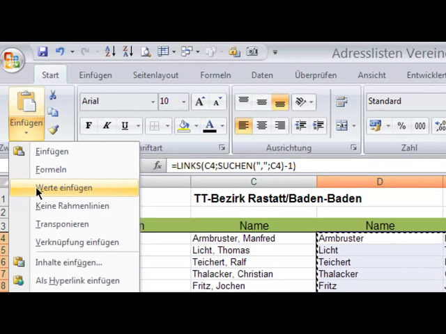 فیلم آموزشی: Excel - Spalteninhalte zerlegen (trennen) mit LINKS() & TEIL()