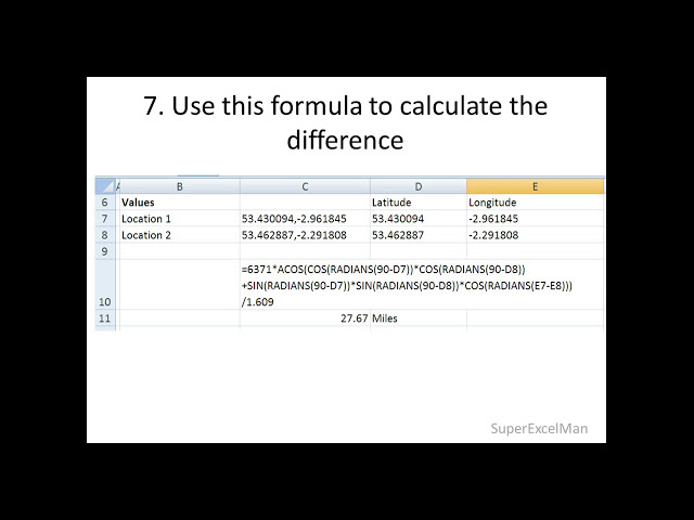 فیلم آموزشی: محاسبه فاصله در مایکروسافت اکسل با استفاده از طول و عرض جغرافیایی.