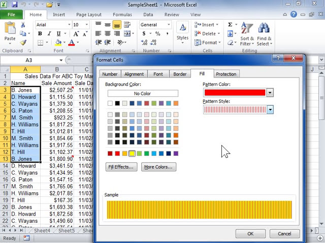 فیلم آموزشی: یک الگو یا افکت پر را به رنگ پس زمینه اعمال کنید - Excel 2010