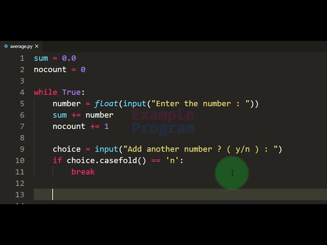 فیلم آموزشی: برنامه پایتون برای یافتن مجموع و میانگین تمام اعداد وارد شده توسط کاربر
