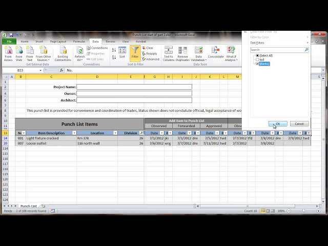 فیلم آموزشی: فهرست پانچ ساخت و ساز Excel 2010 - قسمت دوم - فیلتر کردن داده ها با زیرنویس فارسی