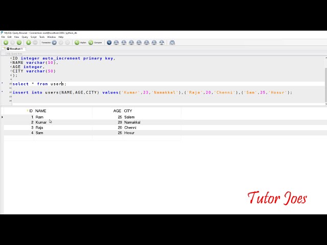 فیلم آموزشی: درج آپدیت حذف در پایتون با MySQL| اتصال پایگاه داده MySQL در پایتون تامیل