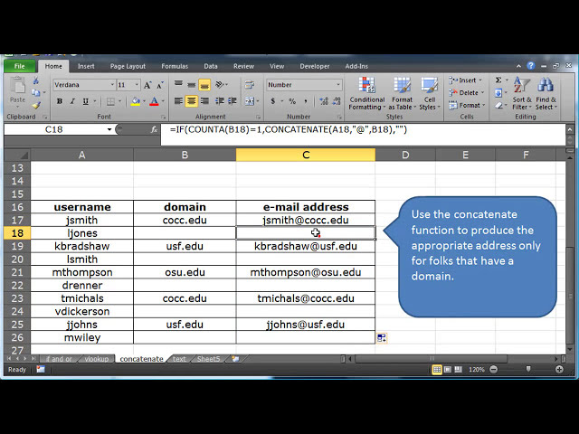 فیلم آموزشی: از Excel و تابع Concatenate برای ایجاد آدرس های ایمیل استفاده کنید با زیرنویس فارسی
