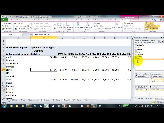 فیلم آموزشی: Excel - Pivot Tutorial 14 - Prozentwerte - unterschiedliche Varianten