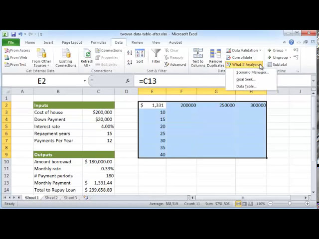 فیلم آموزشی: یک جدول داده دو متغیره در Excel 2010 ایجاد کنید با زیرنویس فارسی