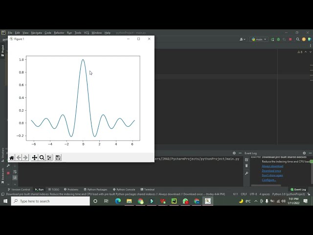 فیلم آموزشی: نحوه رسم تابع sinc در پایتون | چگونه یک نمودار تابع sinc در pycharm/python بسازیم با زیرنویس فارسی