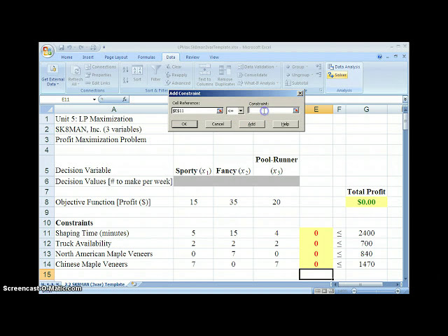 فیلم آموزشی: مشکل به حداکثر رساندن برنامه نویسی خطی با استفاده از Excel (Sk8man) با زیرنویس فارسی