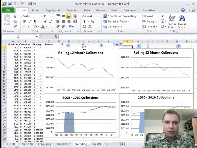 فیلم آموزشی: Excel Video 138 افزودن نوار پیمایش به نمودار اسکرول با زیرنویس فارسی