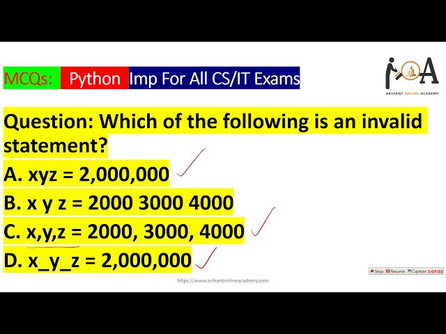 فیلم آموزشی: Python MCQs | مهمترین سوالات مفهومی برای تمام امتحانات CS/IT