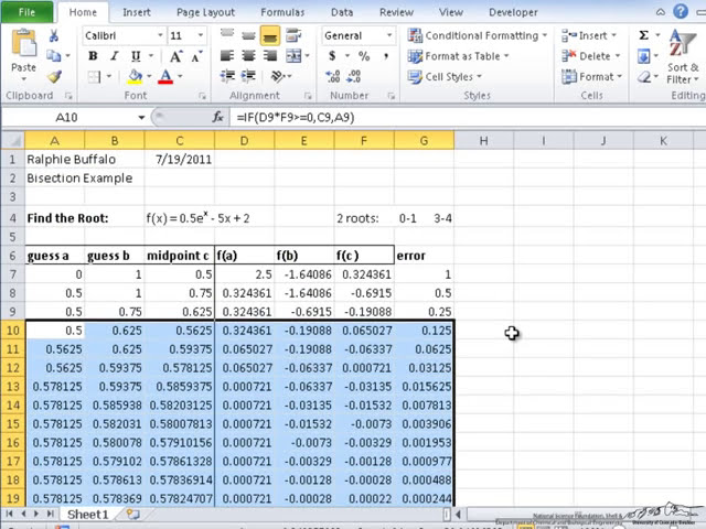 فیلم آموزشی: Bisection Example/Excel با زیرنویس فارسی