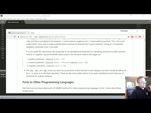 فیلم آموزشی: تجزیه و تحلیل احساسات در پایتون با TextBlob و VADER Sentiment (همچنین Dash p.6)