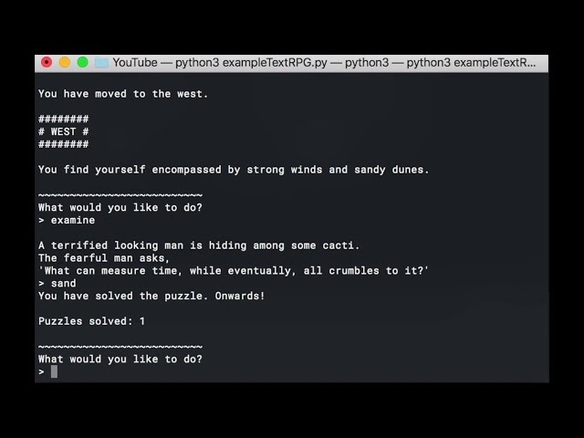فیلم آموزشی: Python Text RPG (بخش 7) - نمونه بازی + فایل (.py)