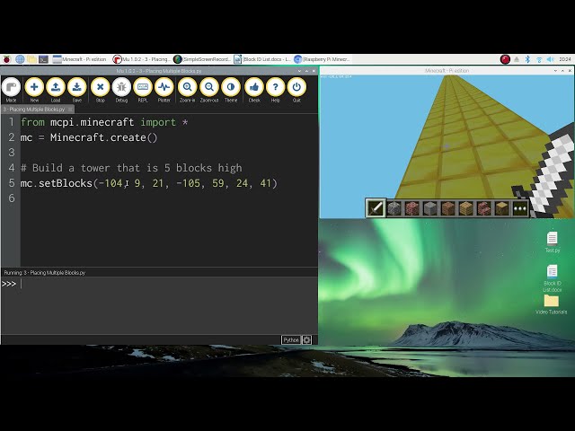 فیلم آموزشی: Minecraft Pi - ساخت چندین بلوک با استفاده از Python با زیرنویس فارسی