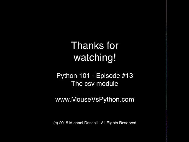 فیلم آموزشی: Python 101: Episode #13 - ماژول csv با زیرنویس فارسی