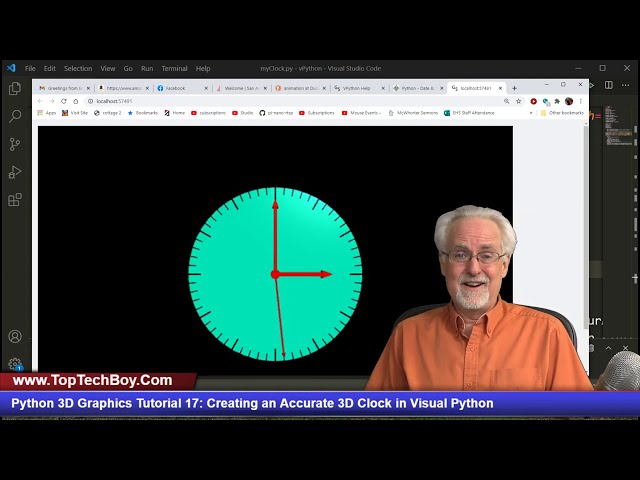فیلم آموزشی: آموزش گرافیک سه بعدی پایتون 17: ایجاد ساعت سه بعدی دقیق در Vpython با زیرنویس فارسی