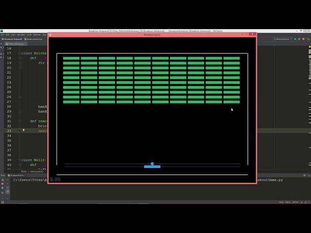 فیلم آموزشی: بازی Breakout در Python، Pyglet و Pymunk - 08 - bricks با زیرنویس فارسی