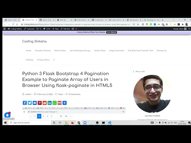 فیلم آموزشی: مثال صفحه‌بندی Python 3 Flask Bootstrap 4 برای صفحه‌بندی آرایه‌ای از کاربران با استفاده از flask-paginate با زیرنویس فارسی