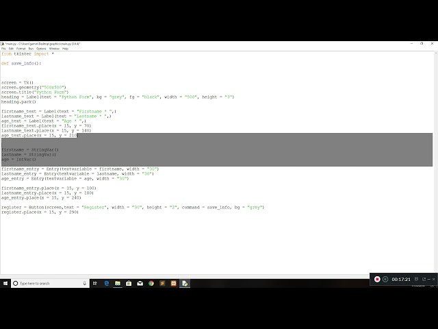 فیلم آموزشی: نحوه ایجاد یک فرم گرافیکی در پایتون با استفاده از Tkinter و ذخیره داده ها در یک فایل متنی با زیرنویس فارسی