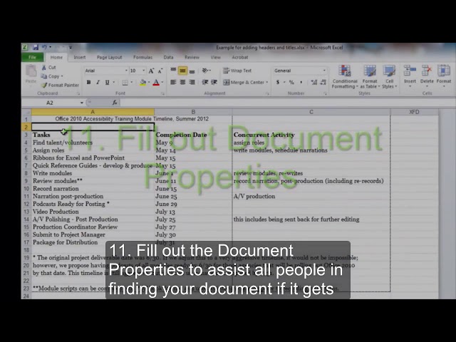 فیلم آموزشی: ایجاد اسناد قابل دسترسی Microsoft Excel 2010: یک صفحه گسترده اکسل را در دسترس قرار دهید، قسمت 1 با زیرنویس فارسی