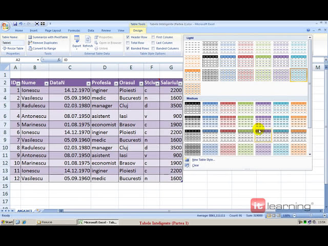 فیلم آموزشی: Excel 2007 - 36 Tabele Inteligente (Partea 1)