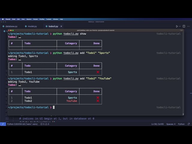 فیلم آموزشی: ایجاد یک برنامه Task Tracker برای ترمینال با پایتون (Rich، Typer، Sqlite3) با زیرنویس فارسی