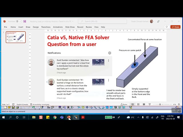 فیلم آموزشی: بارگذاری FEA روی پچ و یک سوال Point Catia v5 توسط کاربر با زیرنویس فارسی