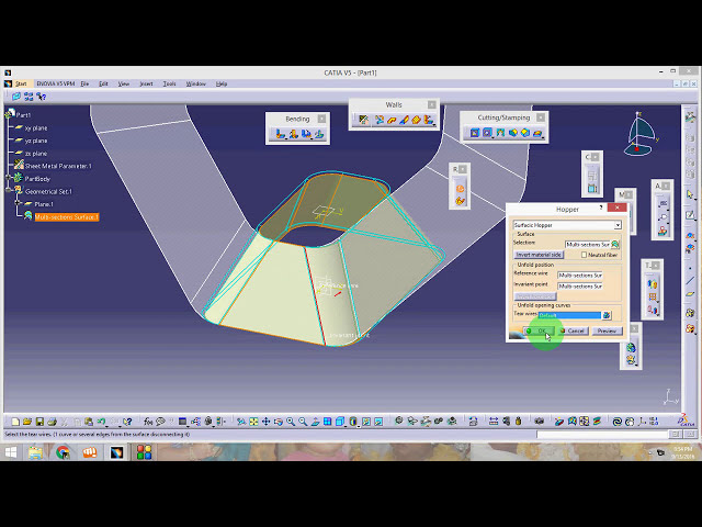 فیلم آموزشی: قیف دیواری رول شده CATIA V5 قیف سطحی مدل ساده