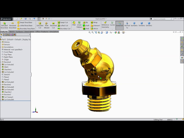 فیلم آموزشی: آموزش Solidworks | طرح گریس نوک پستان M8 45 درجه در solidworks با زیرنویس فارسی