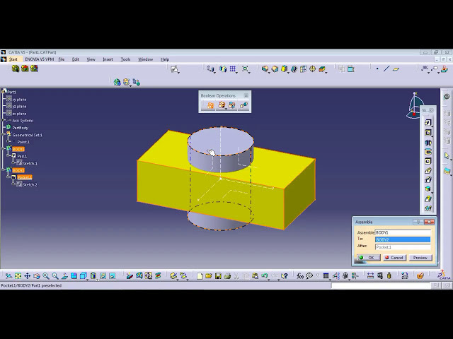 فیلم آموزشی: CATIA V5 #4 عملیات Boolean در Catia (ASSEMBLE) با زیرنویس فارسی