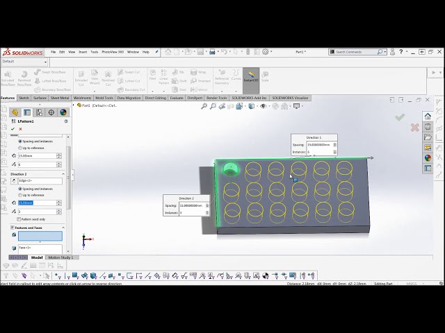 فیلم آموزشی: Linear Pattern - Solidworks Tutorial 2019 با زیرنویس فارسی