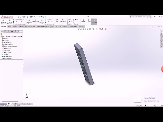 فیلم آموزشی: نحوه ایجاد یک صفحه مربع با سوراخ با استفاده از SOLIDWORKS 2020