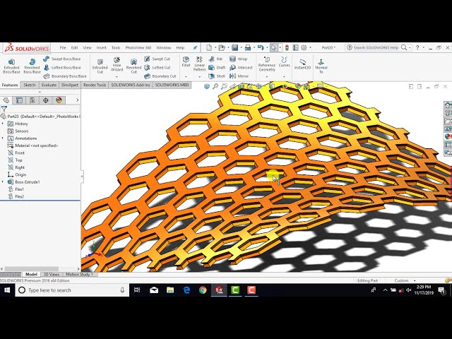فیلم آموزشی: آموزش Solidworks#46 | طراحی یک سطح منحنی با ساختار لانه زنبوری در solidworks.