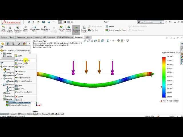 فیلم آموزشی: شبیه سازی پرتو Solidworks | شبیه سازی UDL و بار نقطه ای